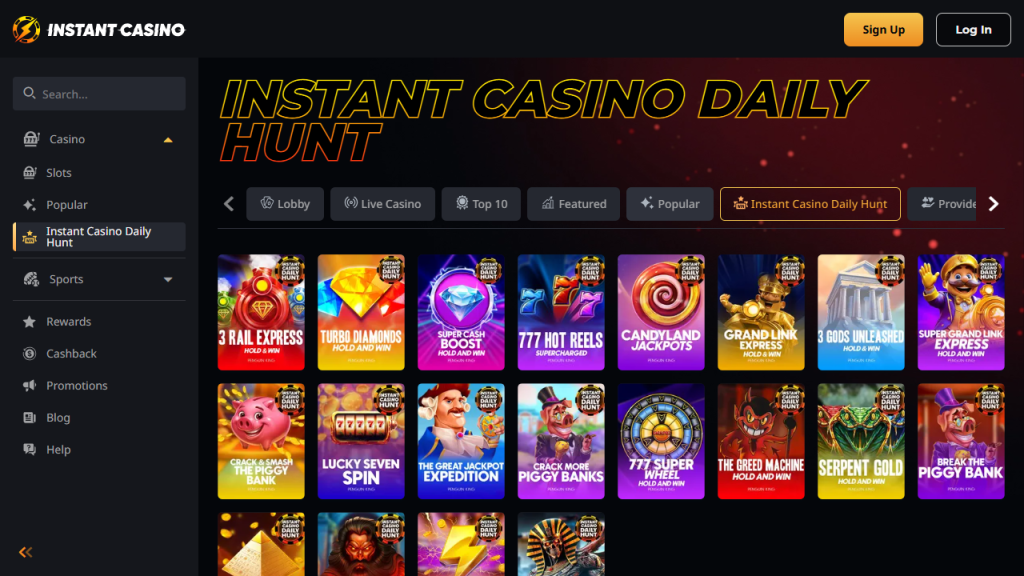 homepage van buitenlandse aanbieder instant casino